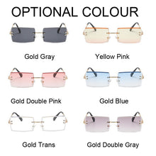 Load image into Gallery viewer, Vintage Sunglasses Women Brand Designer Retro Rectangle Sun Glasses Small Frame Square Rimless Oculos De Sol
