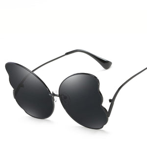 Women Butterfly Shaped Sunglasses With Gradient Lens Black Alloy Metal Sun Glasses For Girls Gafas de sol L8706CJ