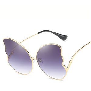 Women Butterfly Shaped Sunglasses With Gradient Lens Black Alloy Metal Sun Glasses For Girls Gafas de sol L8706CJ
