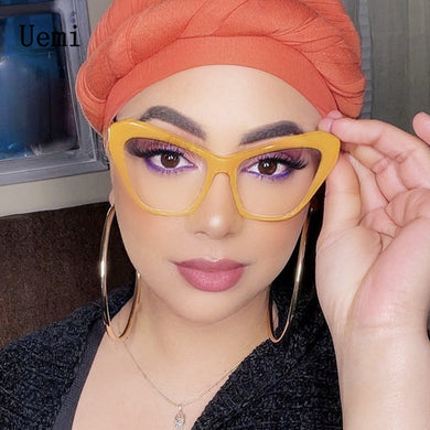 Women Cat Eye Oversized Frame Glasses Clear Eyeglasses Plain Optical Spectacle Anti Blue Llight Computer For  Ladies