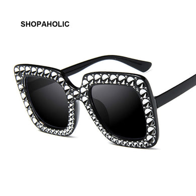 Women  Brand Square Sunglasses Ladies Vintage Oversized Sun Glasses Female Big Frame Uv400 Black Shades