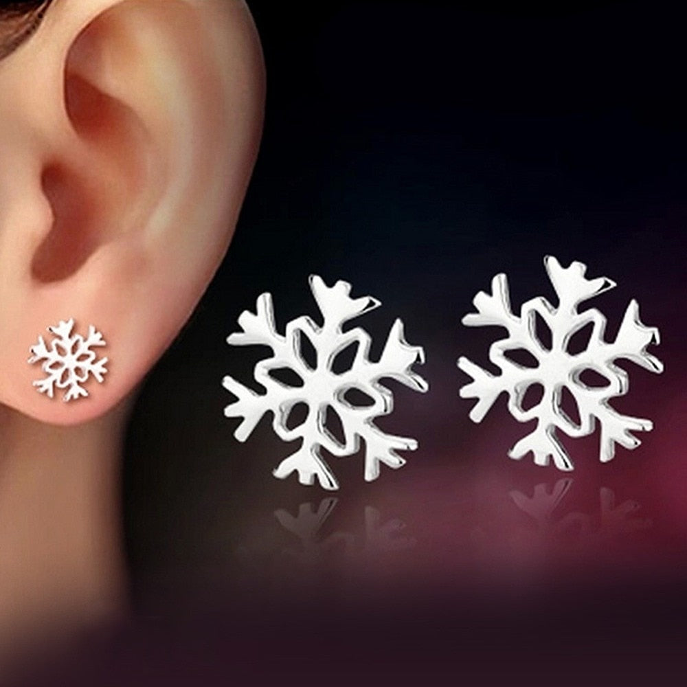 New Fashion Women Snowflake Stud Earrings Jewelry Chrismas Xmas Gift