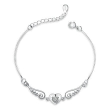 Carica l'immagine nel visualizzatore di Gallery, Nuovi bracciali in argento sterling 925 di gioielleria raffinata per le donne Gioielli in argento 925 Cancella CZ Cuore Ali d'angelo Braccialetti con ciondoli all'ingrosso 