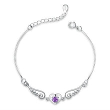 Carica l'immagine nel visualizzatore di Gallery, Nuovi bracciali in argento sterling 925 di gioielleria raffinata per le donne Gioielli in argento 925 Cancella CZ Cuore Ali d'angelo Braccialetti con ciondoli all'ingrosso 