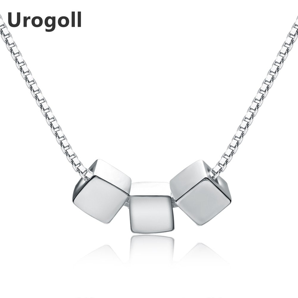 New Fine Jewelry 925 Sterling Sliver Square Pendant Necklaces for Women sterling-silver-jewelry Party Gifts for best friend Gift