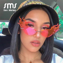 Load image into Gallery viewer, Fire Flame Rimless Sunglasses Women  Brand Men Cat Eye Sun Glasses Unique Eyewear Shades UV400 oculos de sol