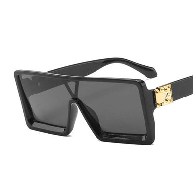 Flat Top Sunglasses Women/Men Brand Designer Square Shades Gradient Sunglasses Female Male Cool One Piece Mirror Glasses