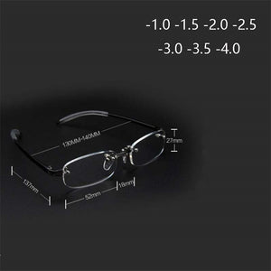 New Frameless Finished Myopia Glasses Men Women Ultralight Rimless Frame Short-sighted Nearsighted Eyeglasses -100 ~ -400