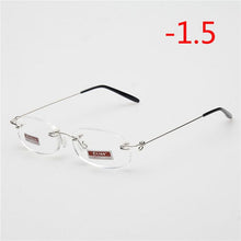 Carica l&#39;immagine nel visualizzatore di Gallery, Frameless Myopic Glasses Frame Eyeglasses Men Women Ultralight Rimless Frame Myopia Glasses 100 ~ 400 Degrees