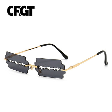 New Frameless Personality Hollow Blade Woman Sunglasses Retro Unique Hollow Funny Sunglasses Party Catwalk Men Sun Glasses