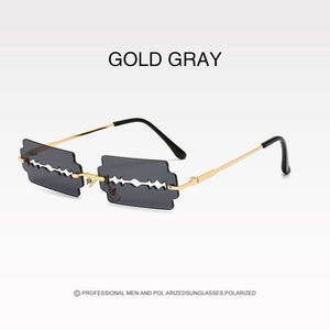 New Frameless Personality Hollow Blade Woman Sunglasses Retro Unique Hollow Funny Sunglasses Party Catwalk Men Sun Glasses
