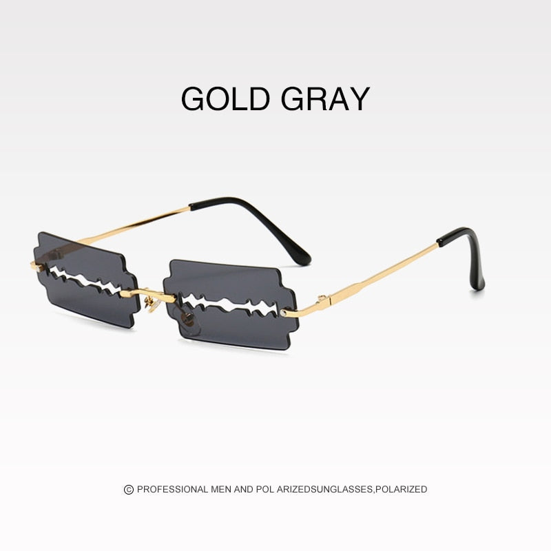 New Frameless Personality Hollow Blade Woman Sunglasses Retro Unique Hollow Funny Sunglasses Party Catwalk Men Sun Glasses