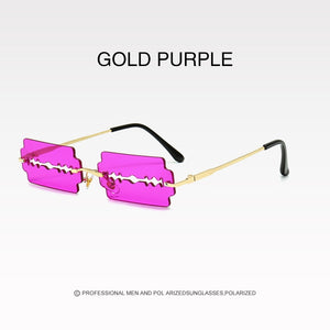 New Frameless Personality Hollow Blade Woman Sunglasses Retro Unique Hollow Funny Sunglasses Party Catwalk Men Sun Glasses