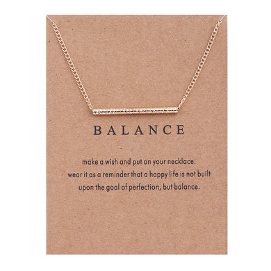 New Gold-color Balance Wood Straight Bar Alloy Clavicle snake Pendant Short Necklace