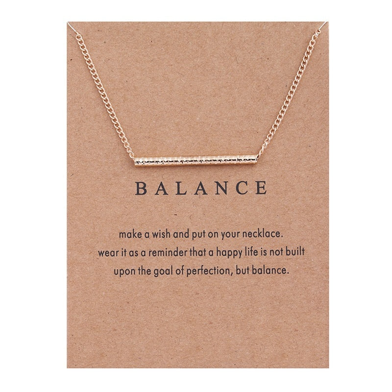 New Gold-color Balance Wood Straight Bar Alloy Clavicle snake Pendant Short Necklace