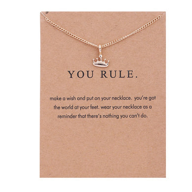 New Gold-color Princess You Rule Crown Alloy Clavicle Bones Pendant Short Chocker Necklace