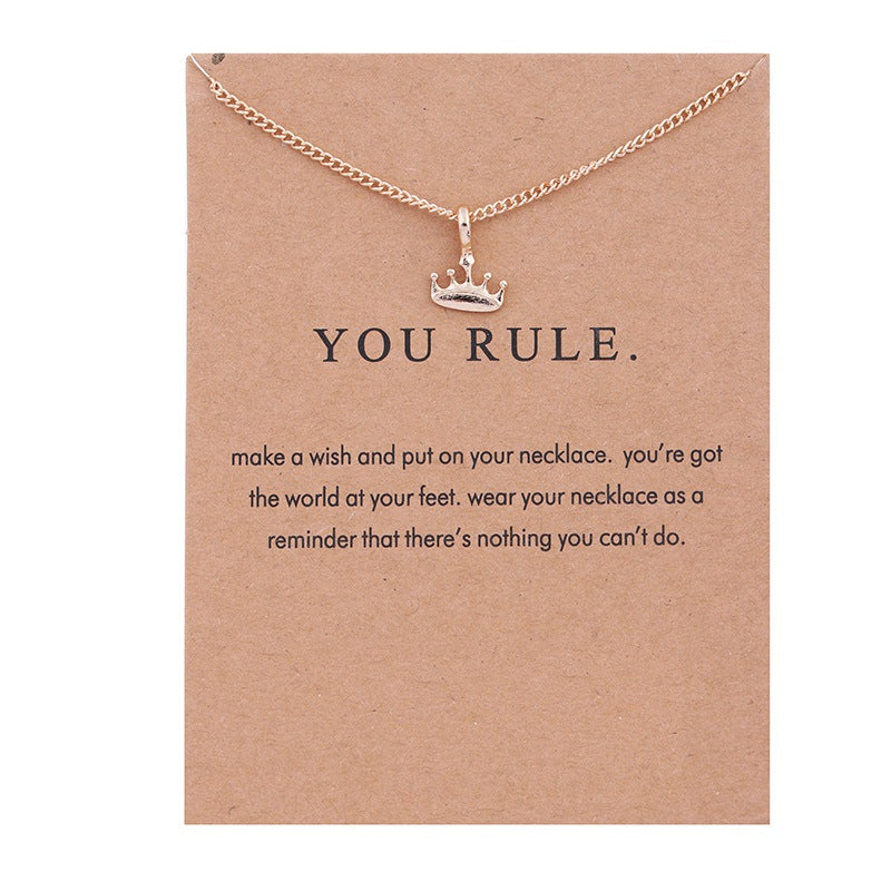 New Gold-color Princess You Rule Crown Alloy Clavicle Bones Pendant Short Chocker Necklace
