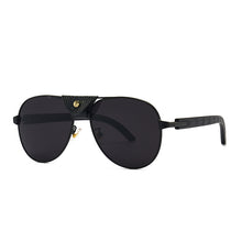 Load image into Gallery viewer, Brand Designer Women Men Pilot Sunglasses Oversized Frame Leather Sun Glasses Hip Hop Male Female Shades UV400