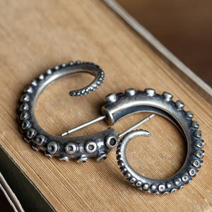 New Hot 100% Real Antique 925 Sterling Silver Earrings For Women Piercing Octopus Earring Punk Ear Fashion Hop Jewelry