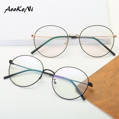 Japanese Optical Glasses Frame Flat Mirror Female Metal Round Glasses Art Retro Computer Glasses Eyeglasses Frames eyewear
