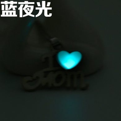 New Jewelry Letter Necklace Luminous Alloy Metal I LOVE MOM Pendant Necklace Mother's D Gift Birthd Gift Wholesale Price