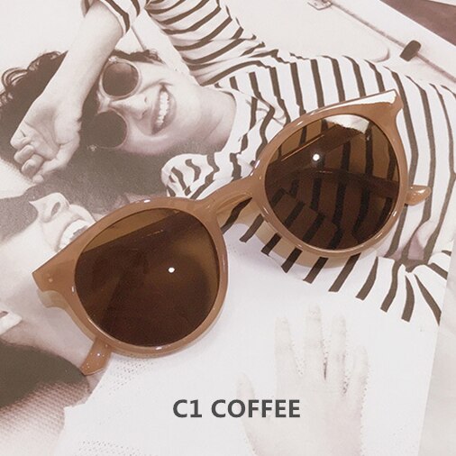 Korean Retro Cat Eye Sunglasses Women Wild Round Frame Sun Glasses Men Brand Design Trend Mirror UV400