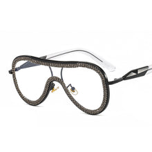 Load image into Gallery viewer, Ladies Anti Blu-ray Glasses Pilot Diamond Face Artifact Large Frame Trend Eye Protection Flat Light Glasses Women