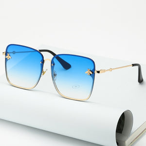 Lady Oversize Rimless Square Bee Sunglasses Women Men Small Bee Glasses Gradient Sun Glasses Female UV400