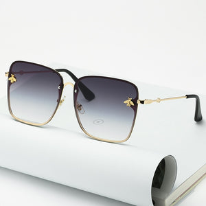Lady Oversize Rimless Square Bee Sunglasses Women Men Small Bee Glasses Gradient Sun Glasses Female UV400