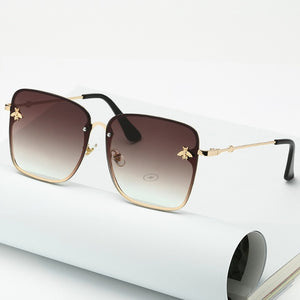 Lady Oversize Rimless Square Bee Sunglasses Women Men Small Bee Glasses Gradient Sun Glasses Female UV400