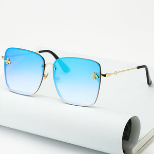 Lady Oversize Rimless Square Bee Sunglasses Women Men Small Bee Glasses Gradient Sun Glasses Female UV400