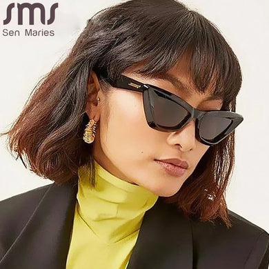 Brand Chic Cat Eye Sunglasses For Women Vintage Square Elegant Sun Glasses Female Ins Gradient Black Shades