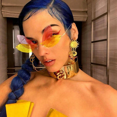 Rimless Cat Eye Sunglasses Women Vintage Gradient Colorful Dragonfly Wings Butterfly Sun Glasses UV400 Shades