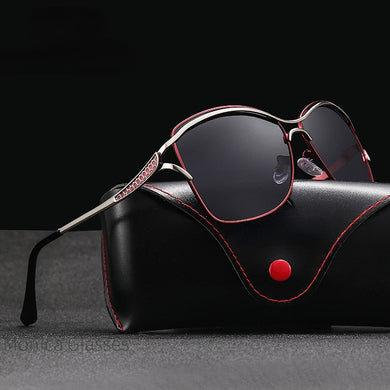 Occhiali da sole polarizzati da donna Occhiali da sole da donna di marca italiana Design con montatura in metallo, occhiali da sole femminili, occhiali vintage