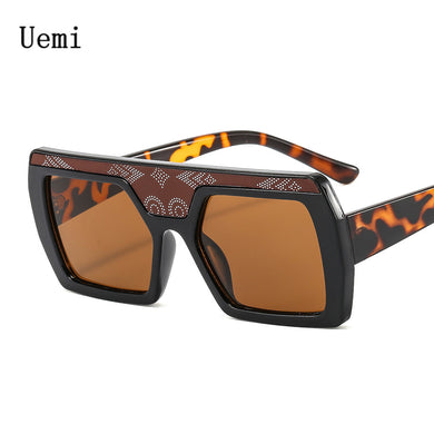 Luxuty Men Brand Designer Square Sunglasse For Women Retro Oversized Pattern Frame Ins Trending Shades UV400 Eyeglas