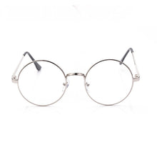 Load image into Gallery viewer, Man Woman Retro Decorate Large Round Glasses Transparent Metal Eyeglass Frame Black Silver Gold Spectacles Eyeglasses