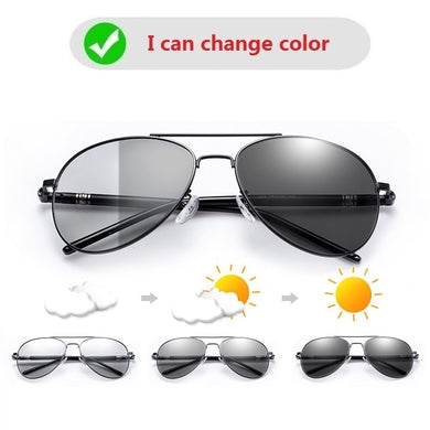 Men's Pochromic Polarized Sunglasses Men Women Driving Pilot Chameleon Vintage Sun Glasses Change Color Day Night Vision