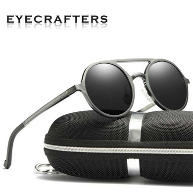 Men's Polarized Punk Sunglasses Vintage Round Frame Sunglasses Aluminum-Magnesium Glasses Driving sunglasses