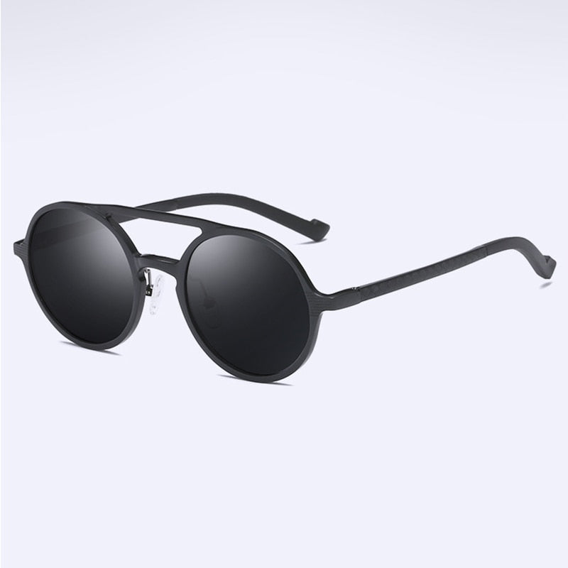 Men's Polarized Punk Sunglasses Vintage Round Frame Sunglasses Aluminum-Magnesium Glasses Outdoor Driving Eyewears