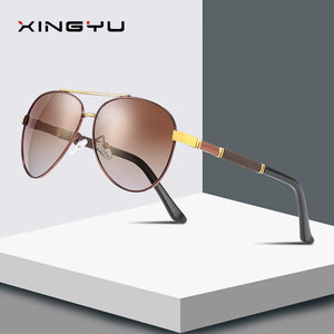 Men's Polarized Sunglasses Classic Two-tone Gradient Lens Spring Leg Toad Mirror Driving Mirror