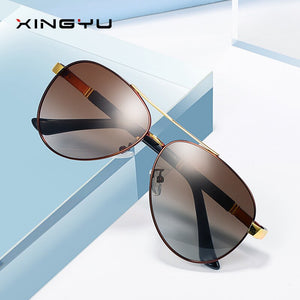 Men's Polarized Sunglasses Classic Two-tone Gradient Lens Spring Leg Toad Mirror Driving Mirror