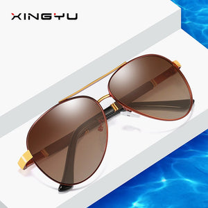 Men's Polarized Sunglasses Classic Two-tone Gradient Lens Spring Leg Toad Mirror Driving Mirror