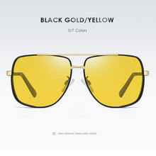 Load image into Gallery viewer, Men&#39;s Square Pilot Polarized Sunglasses,Metal Driving TAC  Night Vision Goggles, Anti-Glare Sun Glasses HSA616
