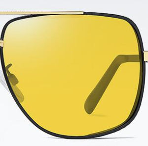 Men's Square Pilot Polarized Sunglasses,Metal Driving TAC  Night Vision Goggles, Anti-Glare Sun Glasses HSA616