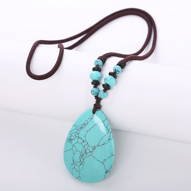 New Natural Stone Jade crystal Opal Pendant Women Shape Necklace Stone Healing Crystal Choker Necklaces Stone Vintage Rope Gift