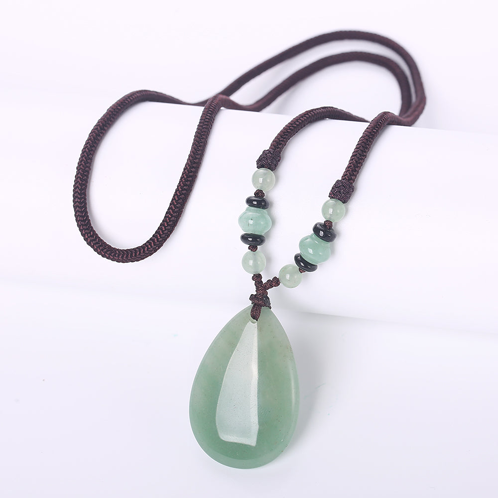 New Natural Stone Jade crystal Opal Pendant Women Shape Necklace Stone Healing Crystal Choker Necklaces Stone Vintage Rope Gift
