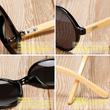 Load image into Gallery viewer, Natural bamboo Leg Sunglasses Men Women Retro Round Wooden Sun Glasses Coating Steampunk Shades Male Female Eyewear