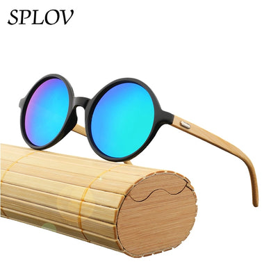 Natural bamboo Leg Sunglasses Men Women Retro Round Wooden Sun Glasses Coating Steampunk Shades Male Female Eyewear