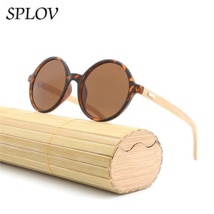 Natural bamboo Leg Sunglasses Men Women Retro Round Wooden Sun Glasses Coating Steampunk Shades Male Female Eyewear
