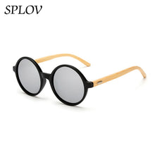 Load image into Gallery viewer, Natural bamboo Leg Sunglasses Men Women Retro Round Wooden Sun Glasses Coating Steampunk Shades Male Female Eyewear